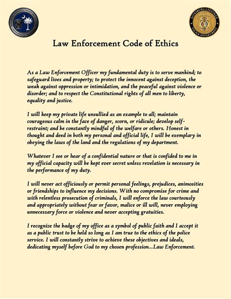 police code of conduct standards.
